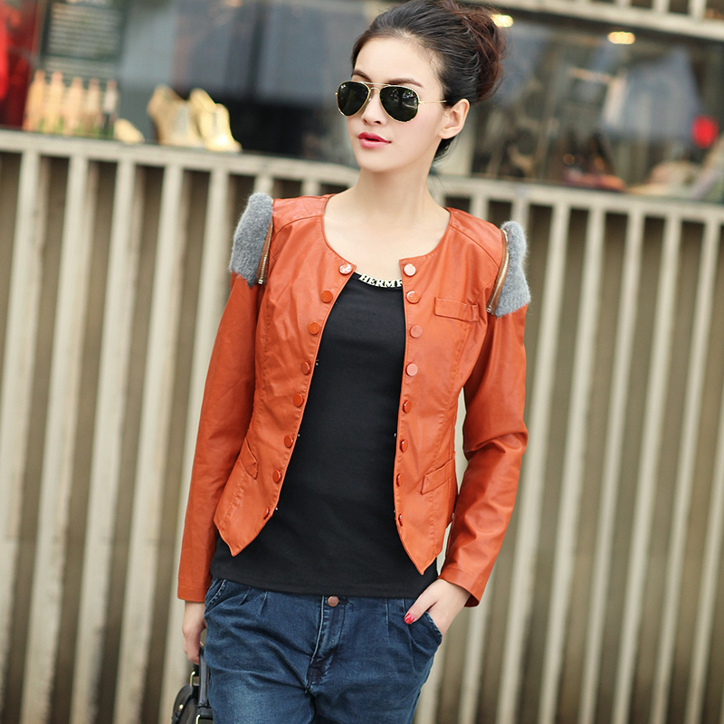 New arrival autumn unique double breasted fashion slim leather clothing