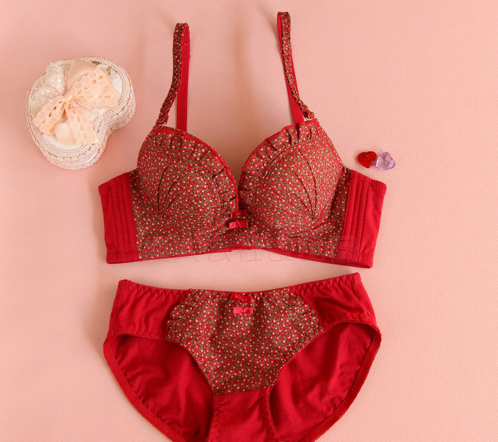 New arrival book new arrival red small bamboo charcoal fiber comfortable thick cup bra set