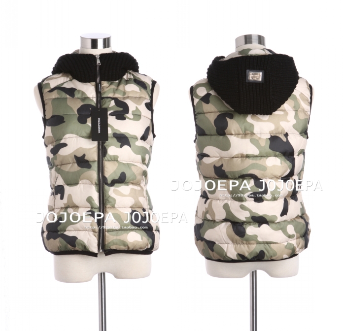 New arrival Camouflage olive personalized women's down vest yarn hooded