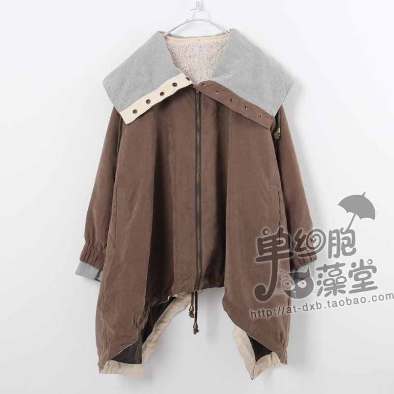 New arrival Cattle asymmetrical sweep design Army Green thermal berber fleece liner cotton trench