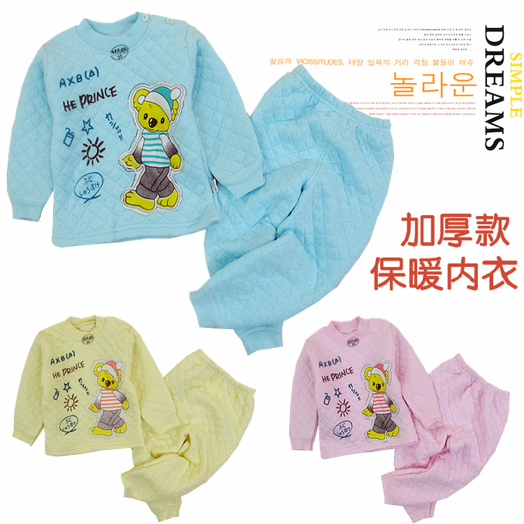 New arrival child baby thermal underwear 100% cotton button underwear set newborn clothes baby clothes