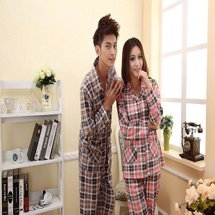 New arrival classic plaid lovers sleepwear lounge long sleeve length pants sleepwear twinset sleepwear