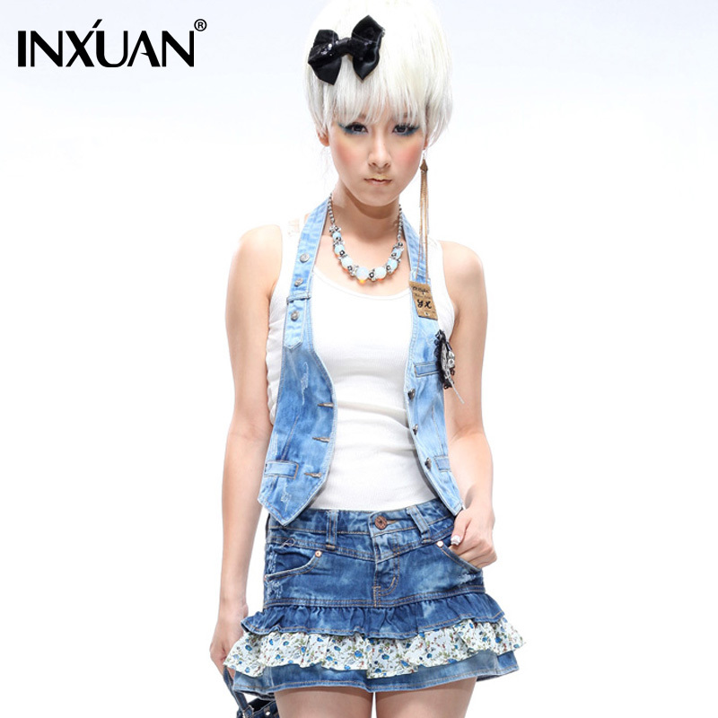 New arrival denim vest female fashion female halter-neck racerback sexy denim small vest