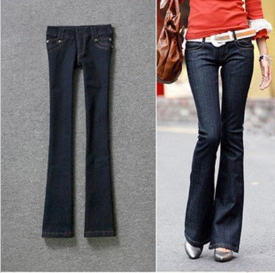 New Arrival Elasticity Jeans Lady Fashion Pant Long Low Waist Straight Black Blue Size 26-31 Denim 1 PC Free Shipping