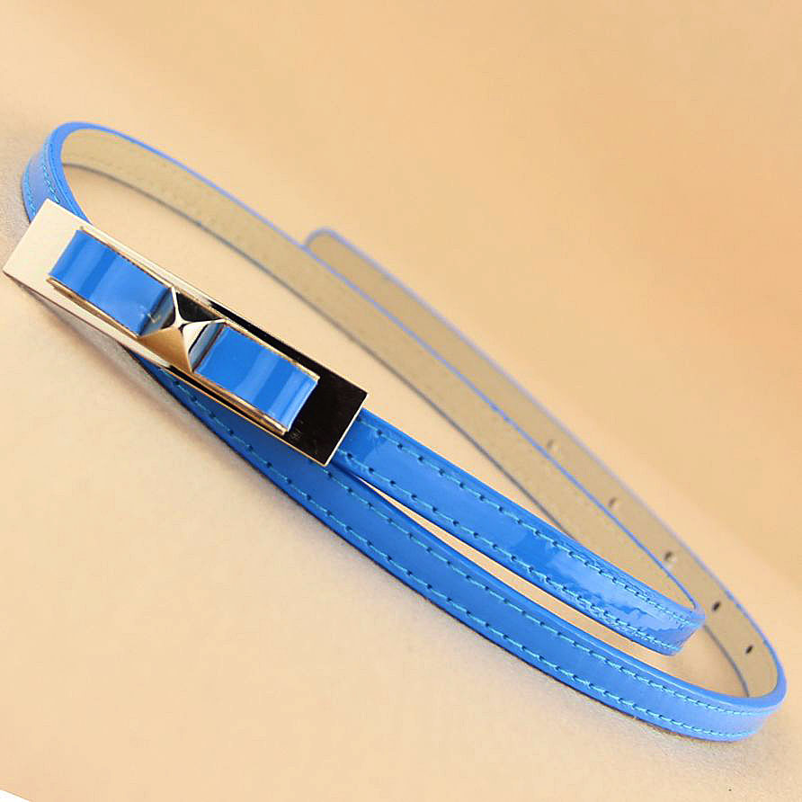 New arrival exquisite bow belt female thin all-match japanned leather belt female