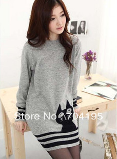 New arrival  Fahion pullover  Sweater  winter Sweater  o-neck sweater  Cat's Pattern Knitedwear  ladies outerwear