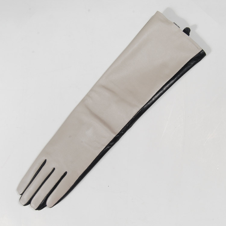 New arrival fashion color block long gloves arm sleeve women genuine leather sheepskin ultra long gloves shall