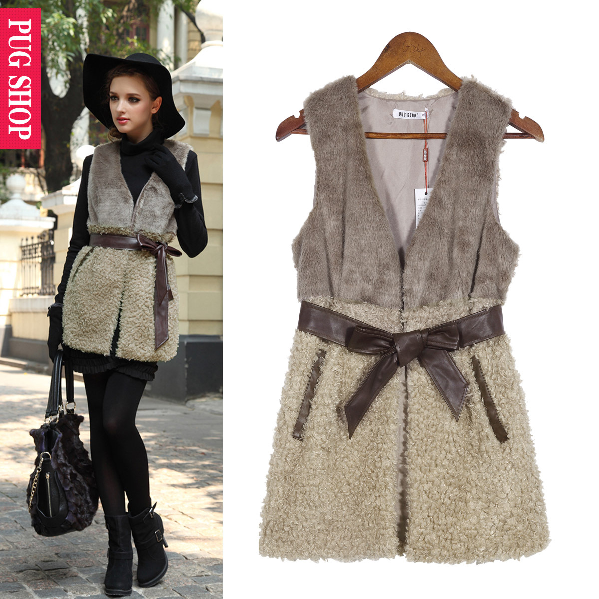 New Arrival Fashion Long Style Plus Size Women Fur Vest Coat/Ladies High Street Novelty Fur Jacket/Outerwear BC6971