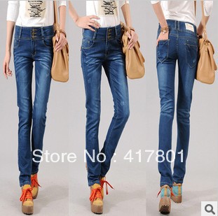 New Arrival fashion Woman's Spring Autumn Sexy Skinny Jeans trousers 26/27/28/29/30/31 size  Dark Color Free Shipping