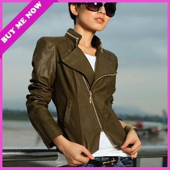 New Arrival Fashion Women Short Pu Leather Jackets Coat Lapal Collar Motocycle Jackets Zip Up 3 Colors Free Shipping