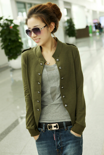 New arrival female blazer stand collar epaulette plus size slim double breasted blazer short jacket female casual top