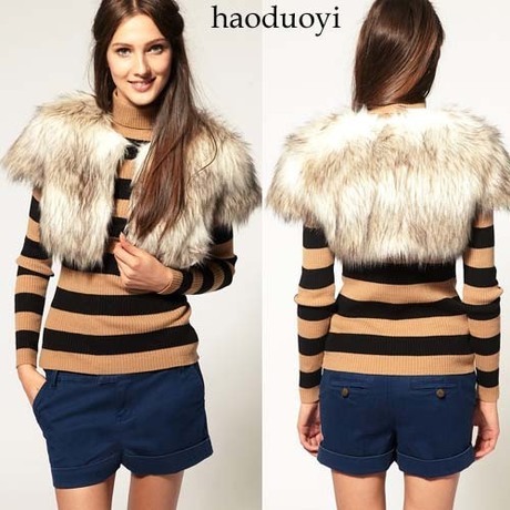 New arrival fox fur waistcoat fur collar cape fur female Size : XS~XXL