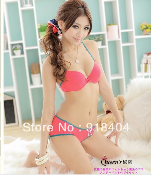 new arrival Free shipping 100% cotton thin cup front button bra set women's bra and brife set sport underwear set