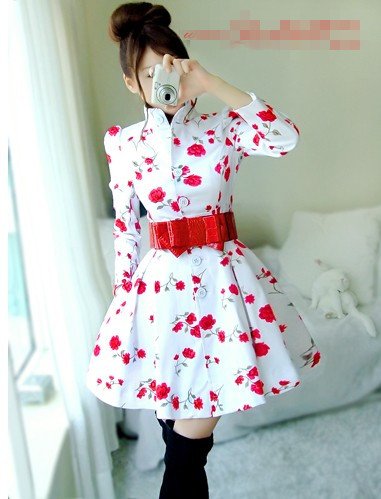 New arrival Free shipping Wholesale Korean fashion 2012 Autumn Long Print trench coat for women outwear