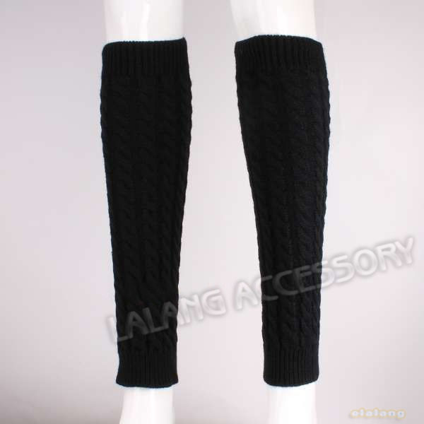 New Arrival Free Size Black 3pairs/lot Warm Wool Women Long Winter  Knitted Crochet Leg Warmers Socks 41*10cm 650228