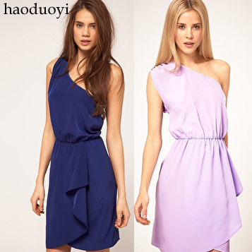 New arrival Haoduoyi2012 beautiful one shoulder waist asymmetrical skirt one-piece dress 3 6 full