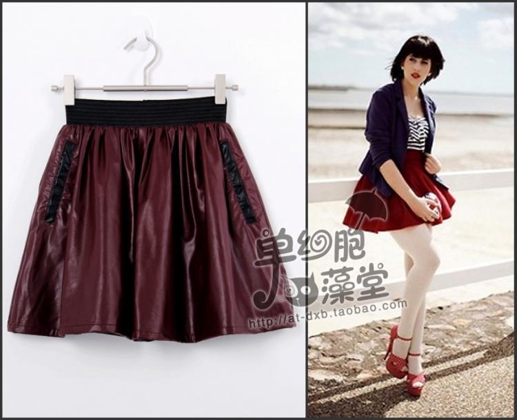 New arrival High quality faux leather PU high waist short skirt miniskirt leather skirt universal multi color