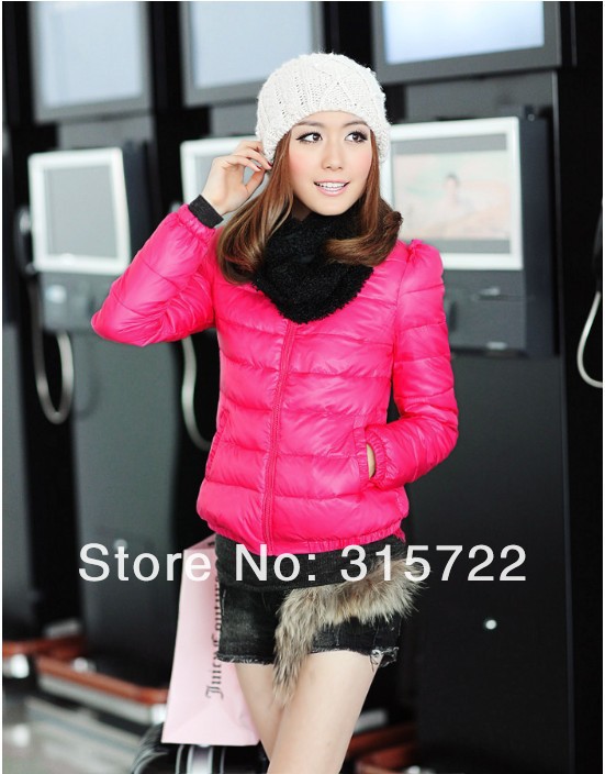 new arrival hot Korean winter women candy colored lace slim short coat padded plus size L,XL,XXL L-035