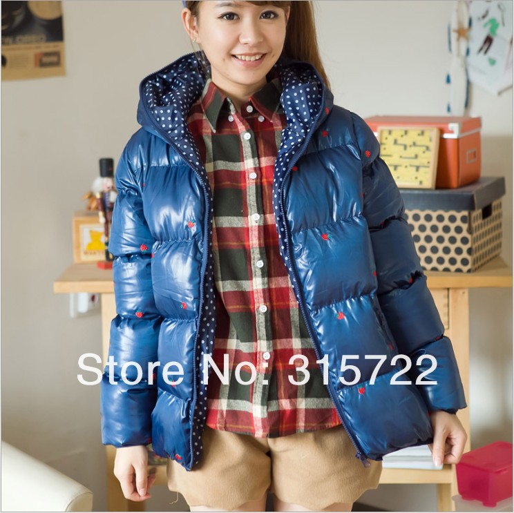 new arrival hot winter women coat leisure wild hooded strawberry embroidery jacket parkas L-021