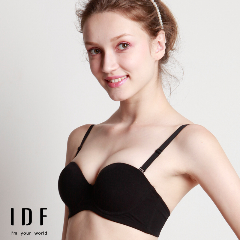 New arrival idf edinu summer thin 100% cotton push up solid color glossy adjustable bra