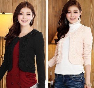 [New arrival jacket woman Autumn]plus size jackets and coats modern beading+flower women jacket all-match coat F XL XXL XXXL