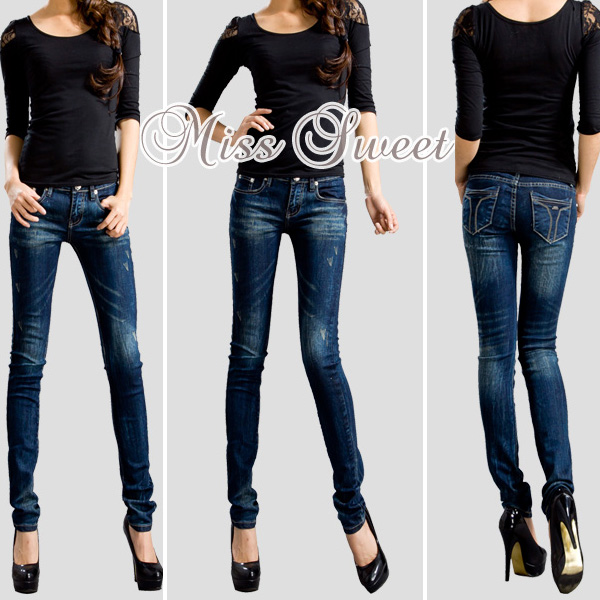 New arrival jeans fashion all-match skinny pants pencil pants female hole scratches women's 2058 jeans