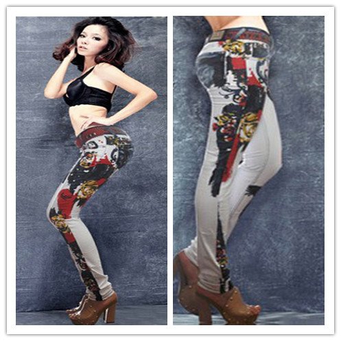 New Arrival Korean Style Coloured drawing Jeans Low Waist Fashion White Jeans