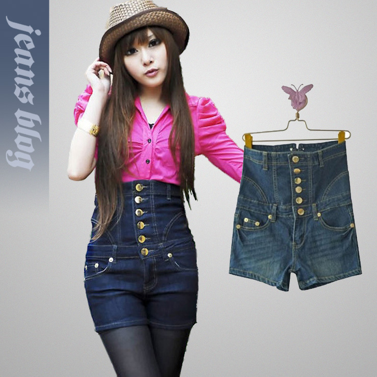 New Arrival  Ladies Fashion Short  Jeans High Waist Denim Pants  Free Shipping 9750