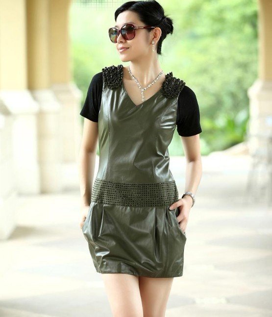 New Arrival  lady's genuine lamb leather  skirt  Long skirt Jumper  free shipping FS12410118