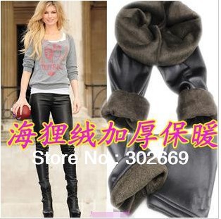 New Arrival Large size women's Leggings imitation leather elastic  tight pants 5pcs/lot  free shipping