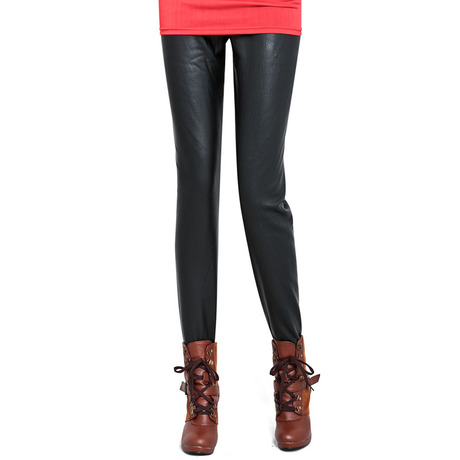 New arrival leather pants fashion faux leather patchwork thick plus velvet slim thermal ankle length legging