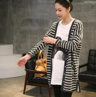 New arrival maternity clothing spring and autumn stripe long-sleeve maternity top maternity cardigan spring autumn