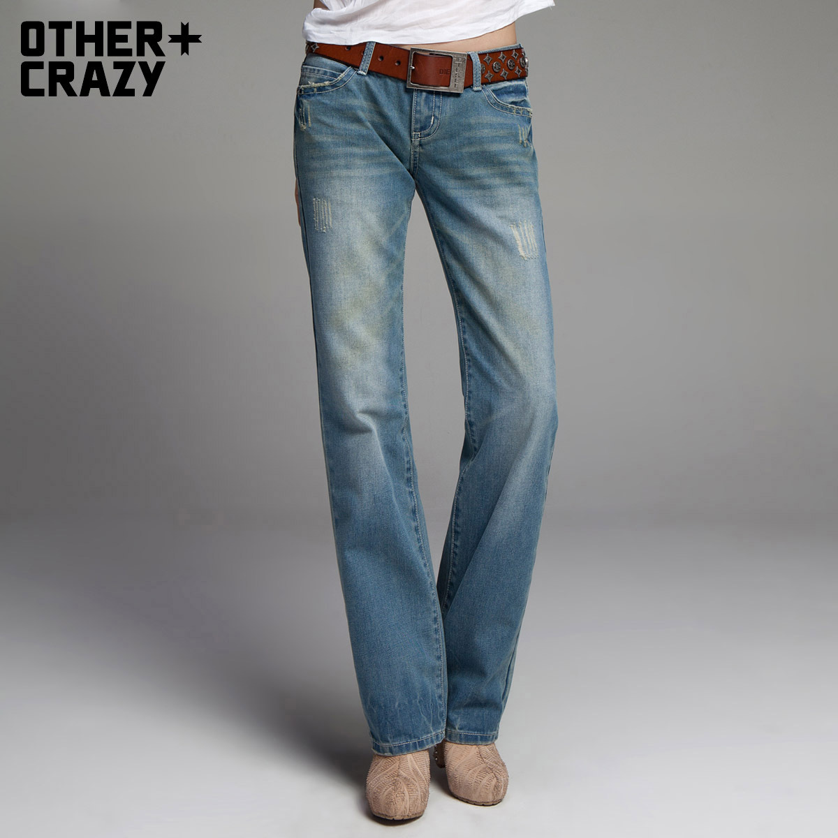 New arrival Othercrazy straight low-waist jeans autumn long trousers 25f9001