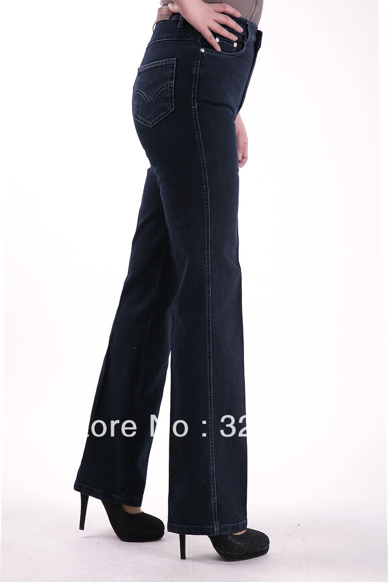 New arrival  pants middle-aged women jeans high waist straight stretch pants large size lady's pants