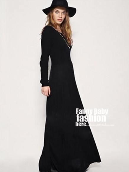 New Arrival Promotional Price! Women's Long Cotton Dress Solid Color Long Sleeved Ankle Length Dress Many Color Free Shiiping