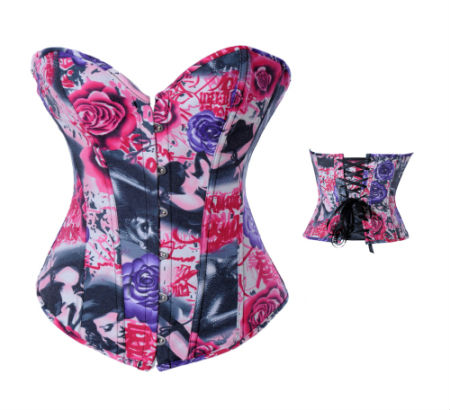 New Arrival! sexy lingerie  floral pattern Corset overbust fashion top bustier G-string thong