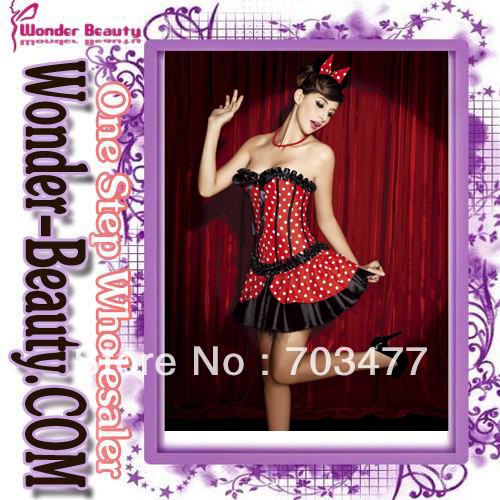 New arrival Sexy red color with white wave point corset