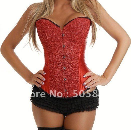 New arrival! Sexy women corset linegries Sexy satin corset bustier sexy lingeries with G-string red blue black gold Q5206