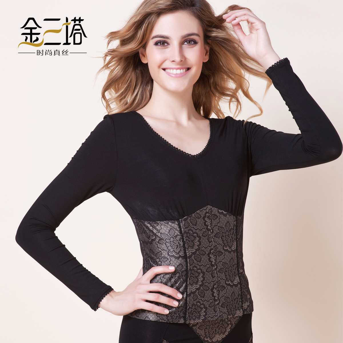 New arrival silk spandex thin women's long-sleeve beauty care abdomen shaper comfortable drawing