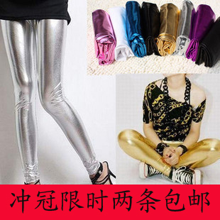 New arrival silver candy multicolour light metal quality faux leather pants tight female ankle length legging 920