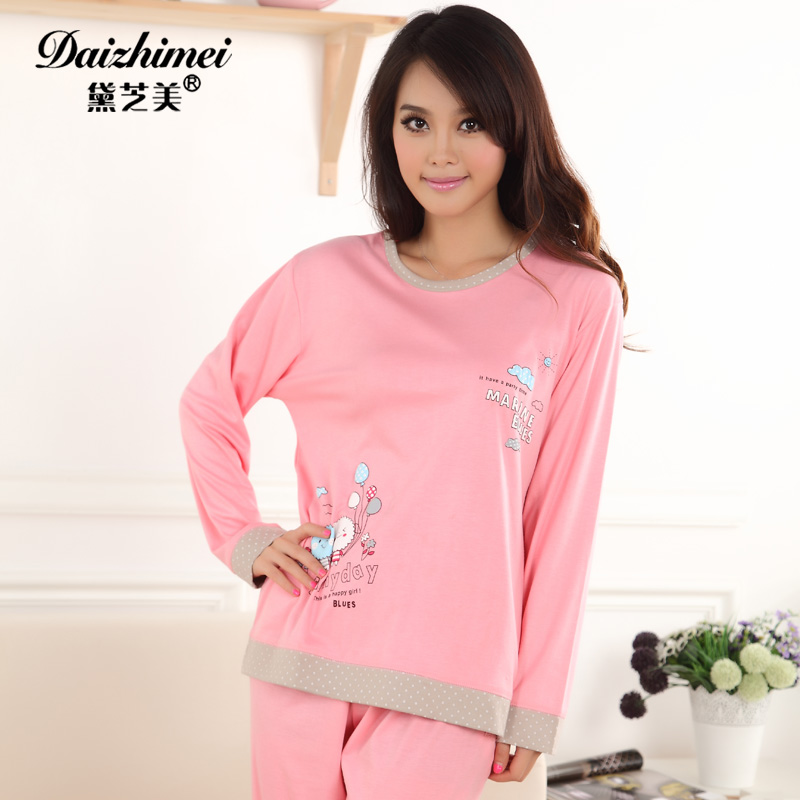 New arrival sleepwear female spring and autumn knitted cotton o-neck at home service long-sleeve twinset lounge 2822