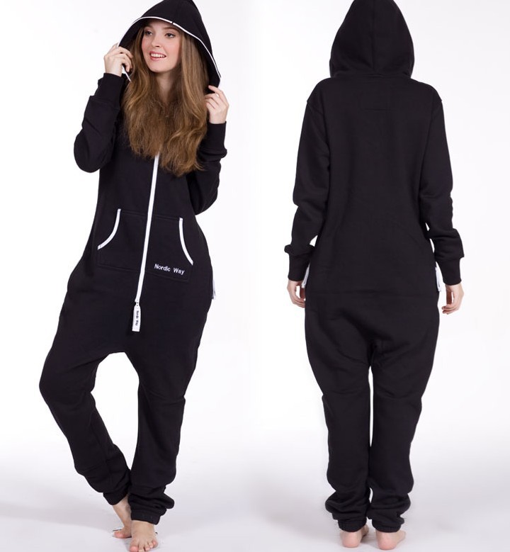 New Arrival Solid Black Jumpsuit  / Adult Fleece Hoodies /  Oversize /Unisex Style + Fedex Free Shipping  E300-66