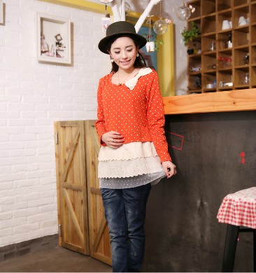 New arrival spring maternity clothing bow all-match maternity basic shirt maternity top