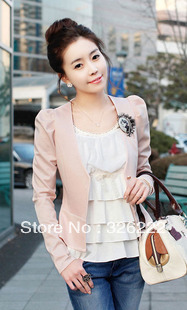 new arrival spring women's V-neck puff sleeve blazer slim coat  wholesale and retail