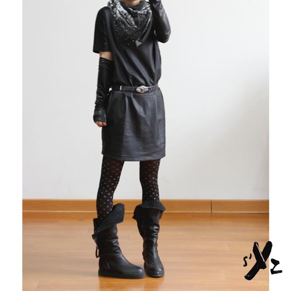 New arrival style 2013 female fashion one-piece dress liger leather skirt