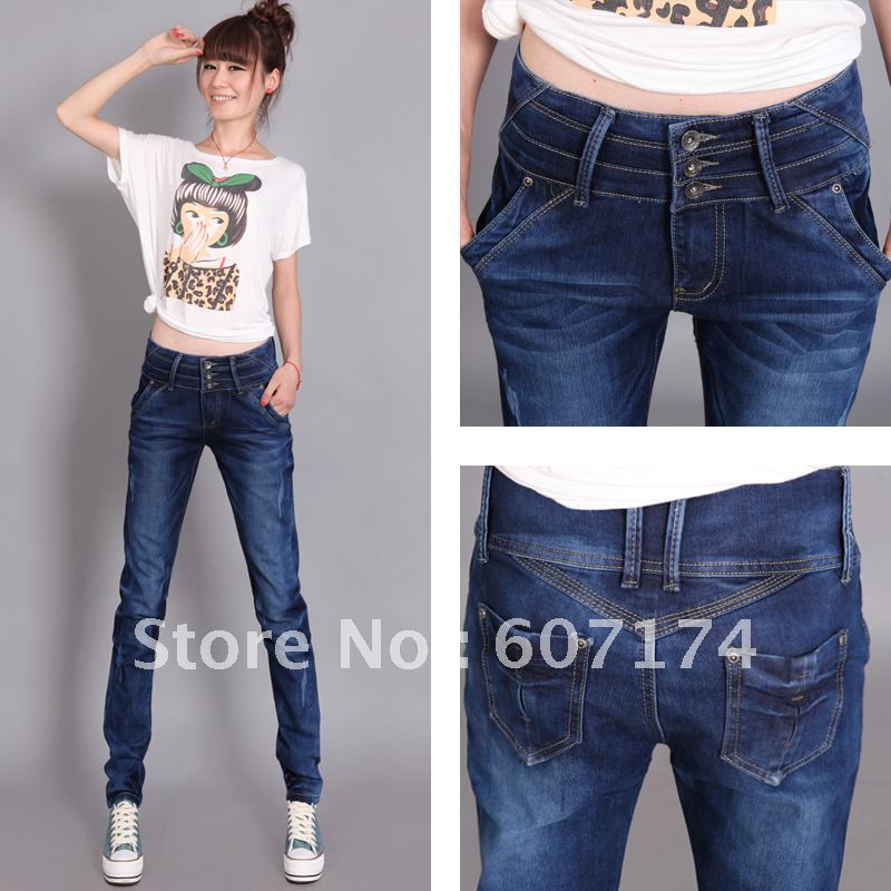 New Arrival stylish women elastic plus size high waist jeans skinny pants harem pants pencil pants #2022