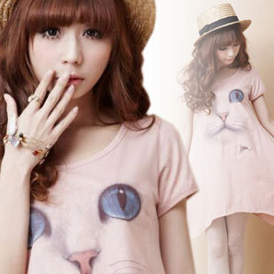 New arrival summer maternity clothing maternity dress loose plus size top long design t-shirt 100% cotton cat 2837