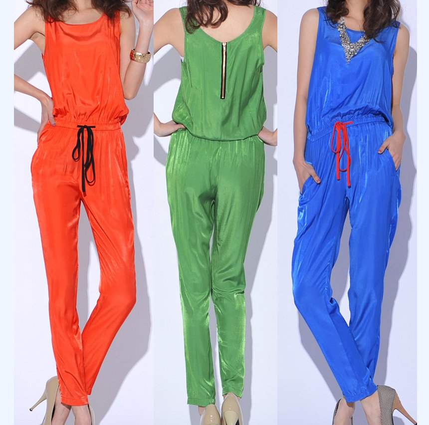 new arrival Summer pants glossy slim waist  jumpsuit  free shipping