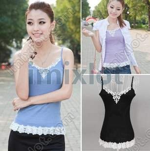 New Arrival Sweet Womens Lace work Shirts Tank Tops Gallus Braces Sleeveless Sexy Vest Latest