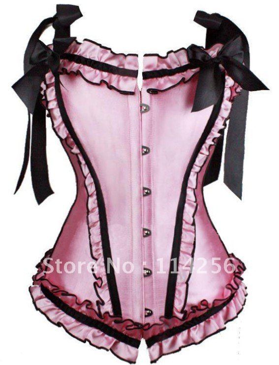 New Arrival the black ribbon steel buckle abdomen Body folds corset vest bras+underwear / Free Shipping